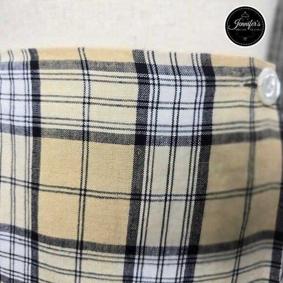 Jones New York Vintage Khaki and Black Plaid Linen Wrap Skirt Size 12 - Picture 3 of 10